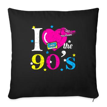 Années 90 - Housse de coussin décorative 45 x 45 cm - noir - Devant