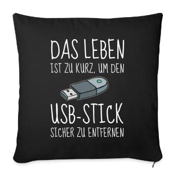 Humour de bureau Funny USB Flash Drive Office Fun Computer - Housse de coussin décorative 45 x 45 cm - noir - Devant
