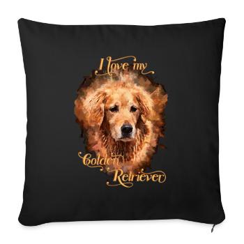 Mon chien de compagnie golden retriever - Housse de coussin décorative 45 x 45 cm - noir - Devant