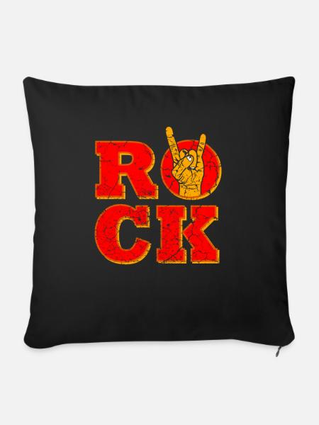 Rock Musik Handzeichen - Sofakissenbezug 45 x 45 cm - Schwarz