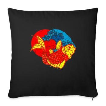 Koi Poisson Japon Art japonais - Housse de coussin décorative 45 x 45 cm - noir - Devant