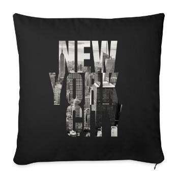 New York City Manhattan skyline - Housse de coussin décorative 45 x 45 cm - noir - Devant
