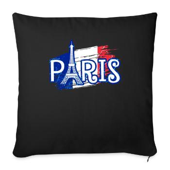 Paris Tour Eiffel France - Housse de coussin décorative 45 x 45 cm - noir - Devant