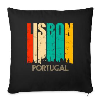 Lisbon Portugal - Sofa pillowcase 17,3'' x 17,3'' (45 x 45 cm) - black - Front