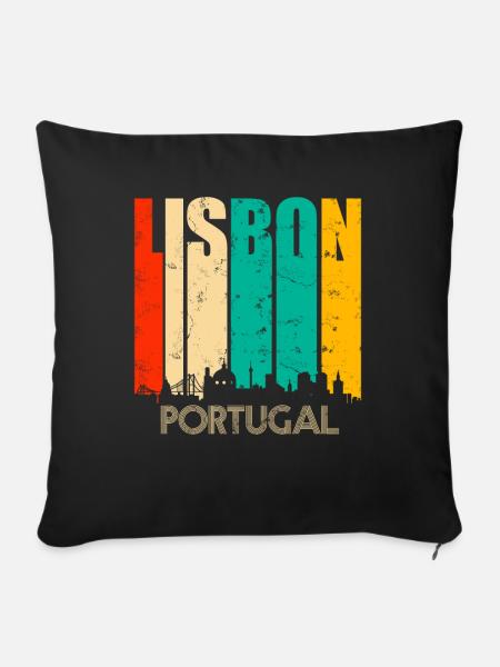 Lissabon Portugal - Sofakissenbezug 45 x 45 cm - Schwarz