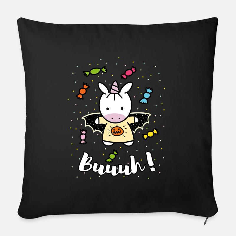 Petite licorne Mila Halloween Buuuh idée cadeau - Housse de coussin décorative 45 x 45 cm - noir