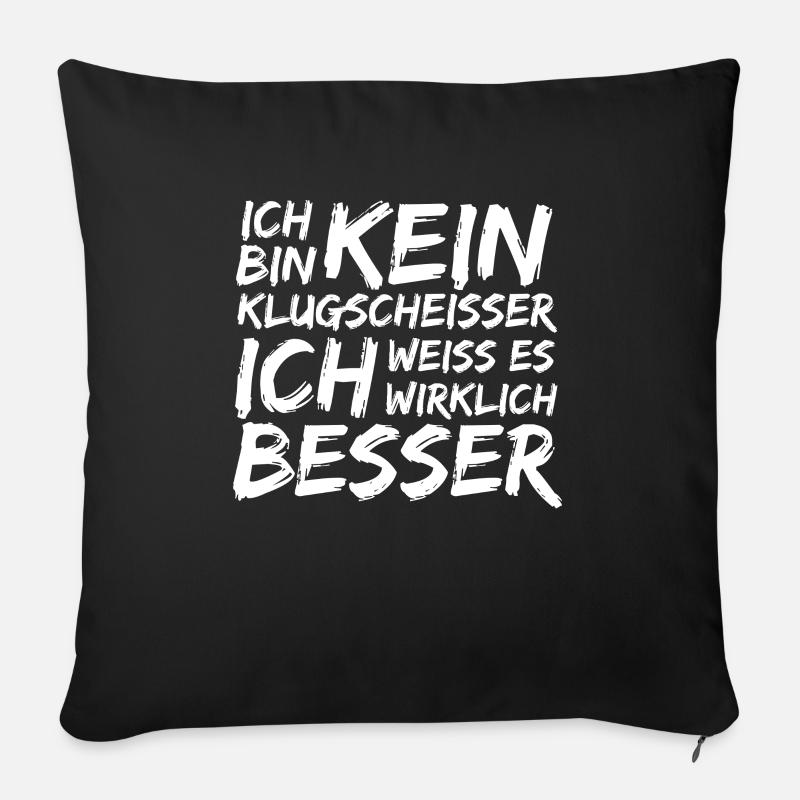 Klugscheisser Besserwisser - Sofakissenbezug 45 x 45 cm - Schwarz