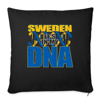 Suède Drapeau suédois ADN - Housse de coussin décorative 45 x 45 cm - noir - Devant