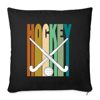 Hockey sur gazon Rétro - Housse de coussin décorative 45 x 45 cm - noir - Devant