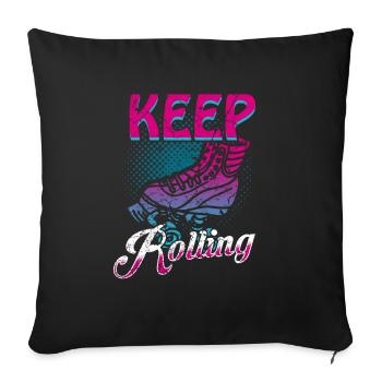 Roller skates roller skating - Sofa pillowcase 17,3'' x 17,3'' (45 x 45 cm) - black - Front