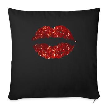 Kiss lips - Sofa pillowcase 17,3'' x 17,3'' (45 x 45 cm) - black - Front