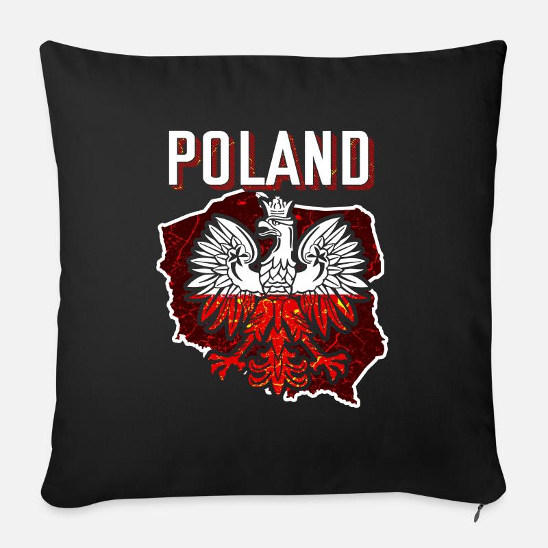 Aigle de Pologne - Housse de coussin décorative 45 x 45 cm - noir