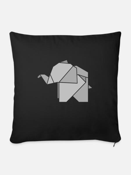 Origami Elefant - Sofakissenbezug 45 x 45 cm - Schwarz