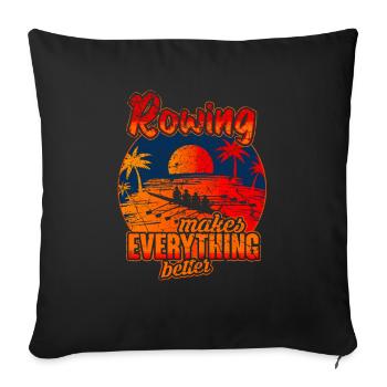 Canot rameur d'aviron - Housse de coussin décorative 45 x 45 cm - noir - Devant