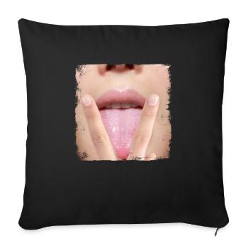 Sexy fille fille femme langue - Housse de coussin décorative 45 x 45 cm - noir - Devant