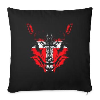 Wolf mit Dänemark Flagge - Sofakissenbezug 45 x 45 cm - Schwarz - Vorne