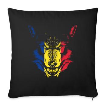 Drapeau Loup Roumanie - Housse de coussin décorative 45 x 45 cm - noir - Devant