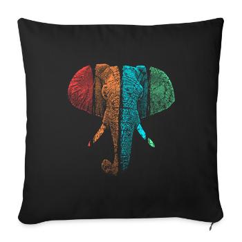 éléphant - Housse de coussin décorative 45 x 45 cm - noir - Devant