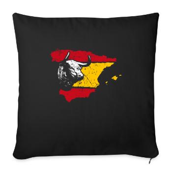 Spain flag with bull - Sofa pillowcase 17,3'' x 17,3'' (45 x 45 cm) - black - Front