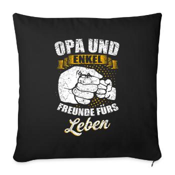 Opa und Enkel - Sofakissenbezug 45 x 45 cm - Schwarz - Vorne