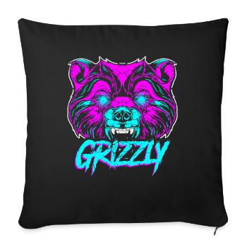 Grizzly bear - Sofa pillowcase 17,3'' x 17,3'' (45 x 45 cm) - black - Front