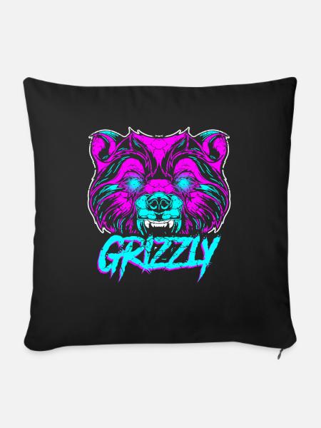 Grizzly Bär - Sofakissenbezug 45 x 45 cm - Schwarz