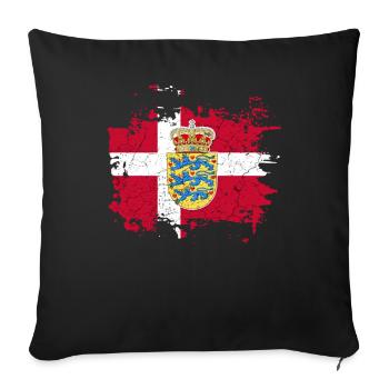 Denmark coat of arms flag - Sofa pillowcase 17,3'' x 17,3'' (45 x 45 cm) - black - Front