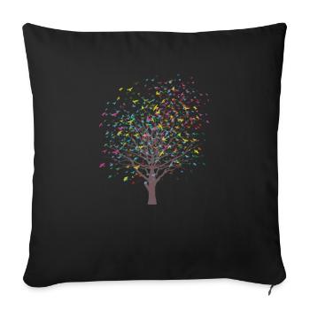 Baum mit Vögel - Sofakissenbezug 45 x 45 cm - Schwarz - Vorne