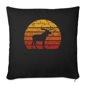 Elk Antler Deer Moose Vintage Norvège Cadeau - Housse de coussin décorative 45 x 45 cm - noir - Devant