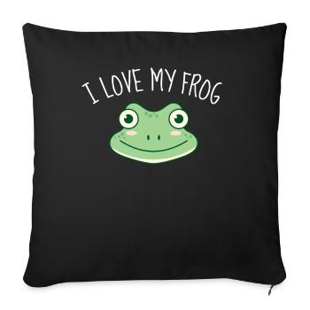 Grenouilles J’adore mon cadeau de crapaud grenouille - Housse de coussin décorative 45 x 45 cm - noir - Devant