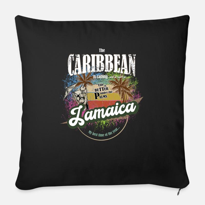 Jamaika - Die Karibik ruft - colorful - farbenfroh - Sofakissenbezug 45 x 45 cm - Schwarz