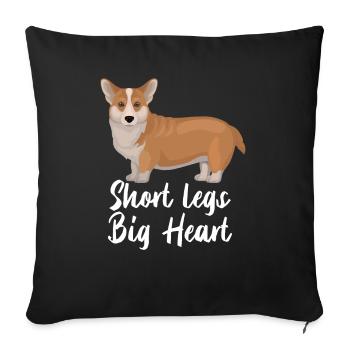 Corgi Dog Short Legs Big Heart - Sofa pillowcase 17,3'' x 17,3'' (45 x 45 cm) - black - Front