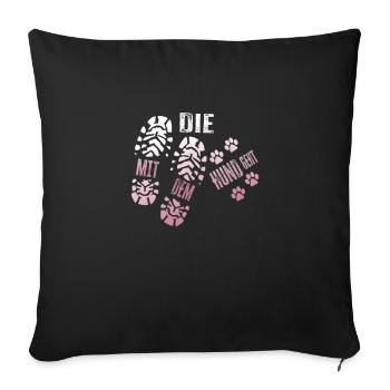 The dog goes funny gift dogs - Sofa pillowcase 17,3'' x 17,3'' (45 x 45 cm) - black - Front