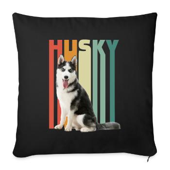 Husky sibérien coloré - Housse de coussin décorative 45 x 45 cm - noir - Devant