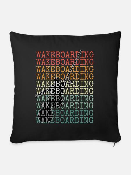 Wakeboarden Retro - Sofakissenbezug 45 x 45 cm - Schwarz