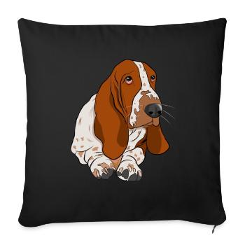 Basset Hound - Sofa pillowcase 17,3'' x 17,3'' (45 x 45 cm) - black - Front