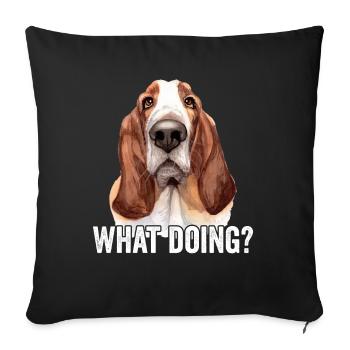 Basset Hound What Doing - Sofa pillowcase 17,3'' x 17,3'' (45 x 45 cm) - black - Front