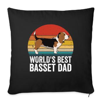 Basset Hound Worlds Meilleur Basset Dad - Housse de coussin décorative 45 x 45 cm - noir - Devant