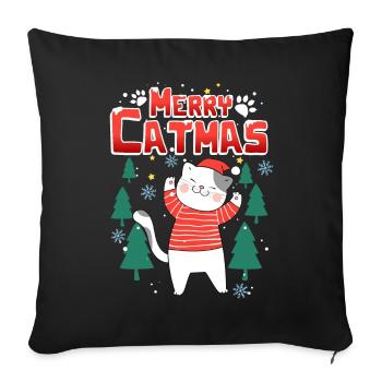 Merry Catmas cat Christmas gift - Sofa pillowcase 17,3'' x 17,3'' (45 x 45 cm) - black - Front