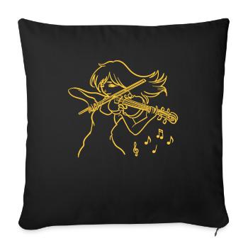 Conception de fille de violon pour violonistes - Housse de coussin décorative 45 x 45 cm - noir - Devant