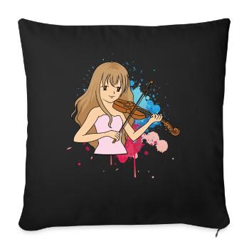 Conception de fille de violon pour violonistes d'orchestre - Housse de coussin décorative 45 x 45 cm - noir - Devant