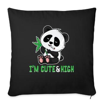 Panda cannabis high joke for panda bear fans - Sofa pillowcase 17,3'' x 17,3'' (45 x 45 cm) - black - Front