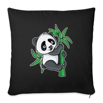 Conception mignonne de bambou de panda pour les fans de panda - Housse de coussin décorative 45 x 45 cm - noir - Devant