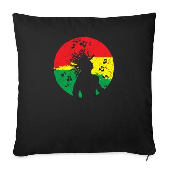 Reggae Rastafari dessin homme pour - Housse de coussin décorative 45 x 45 cm - noir - Devant