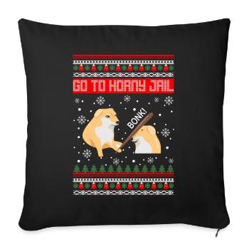 Go To Horny Jail Bonk Ugly Christmas Sweater - Sofakissenbezug 45 x 45 cm - Schwarz - Vorne