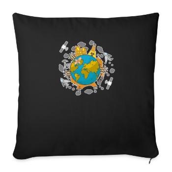 Pollution for environmentalists - Sofa pillowcase 17,3'' x 17,3'' (45 x 45 cm) - black - Front