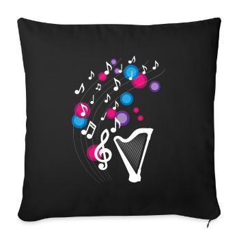 Harp Music Notes Design for Harp Musicians - Sofa pillowcase 17,3'' x 17,3'' (45 x 45 cm) - black - Front