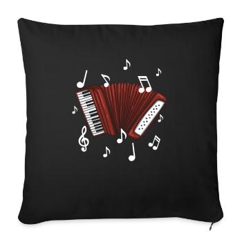 Akkordeon Music Note Design für Musikakordeonist - Sofakissenbezug 45 x 45 cm - Schwarz - Vorne