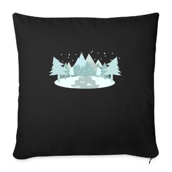 Conception de la forêt d'hiver pour les amoureux de la nature - Housse de coussin décorative 45 x 45 cm - noir - Devant