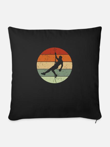 Bergsteiger Klettern mit Seil Boulder - Sofakissenbezug 45 x 45 cm - Schwarz